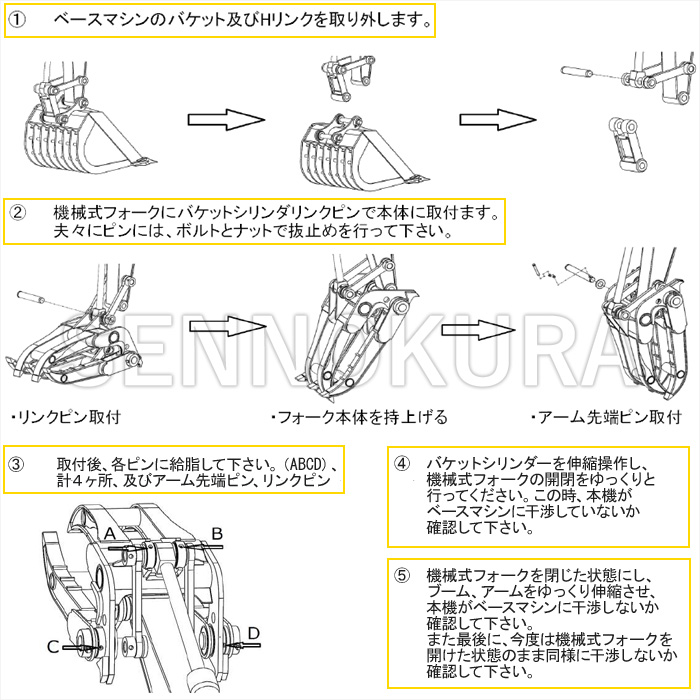 フォーククラブ「キーフォーク」 KF-120X 2点式 10〜13t / 建設