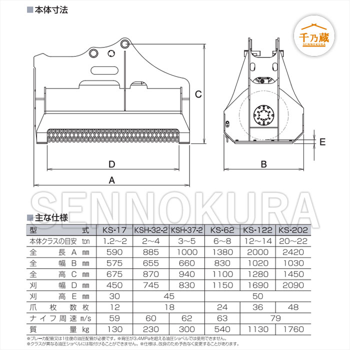 タグチ工業 草刈り機「クサカルゴン」 KSH-37-2 3t〜5t / 建設機械部品